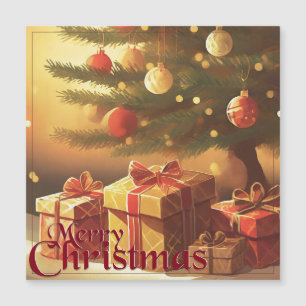 Carte Magnétique Motif de Noël, avec des cadeaux sous l'arbre de No