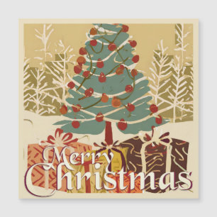 Carte Magnétique Motif de Noël, avec des cadeaux sous l'arbre de No
