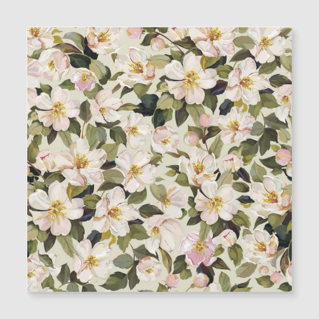 Carte Magnétique Motif des branches de l'arbre de fleurs de printem (Devant)