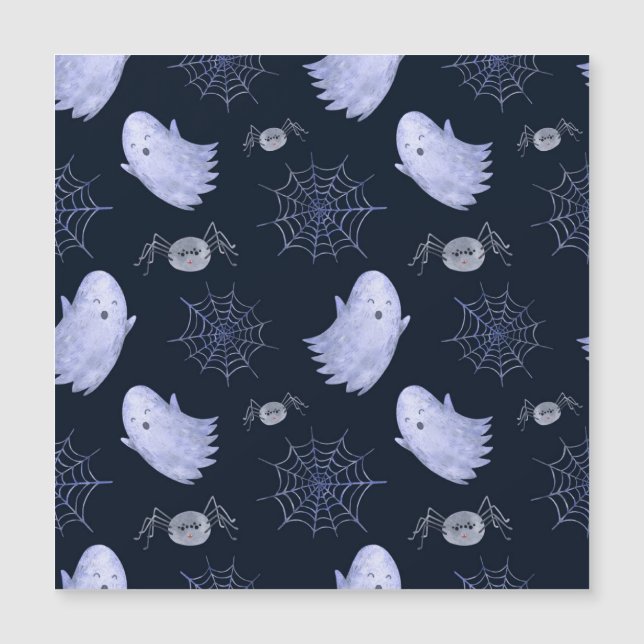 Carte Magnétique Motif d'Halloween d'araignée fantôme drôle. (Devant)