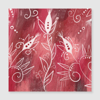 Carte Magnétique Motif Floral Rouge Et Blanc