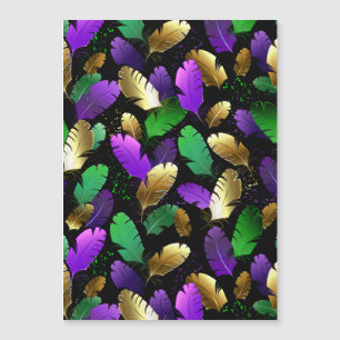 Carte Magnétique Motif sans couture avec des plumes de Mardi Gras