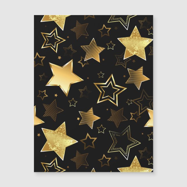 Carte Magnétique Motif sans couture avec étoiles d'or (Devant)