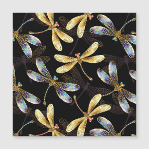 Carte Magnétique Motif sans couture avec libellules d'or