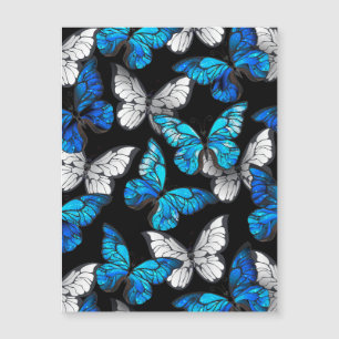 Carte Magnétique Motif sans couture sombre avec Morpho papillons bl