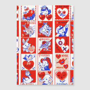 Carte Magnétique Motif timbre de la Saint-Valentin vintage des anné