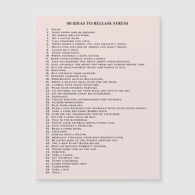 Carte Magnétique Motivation auto-soignante rose (Devant)