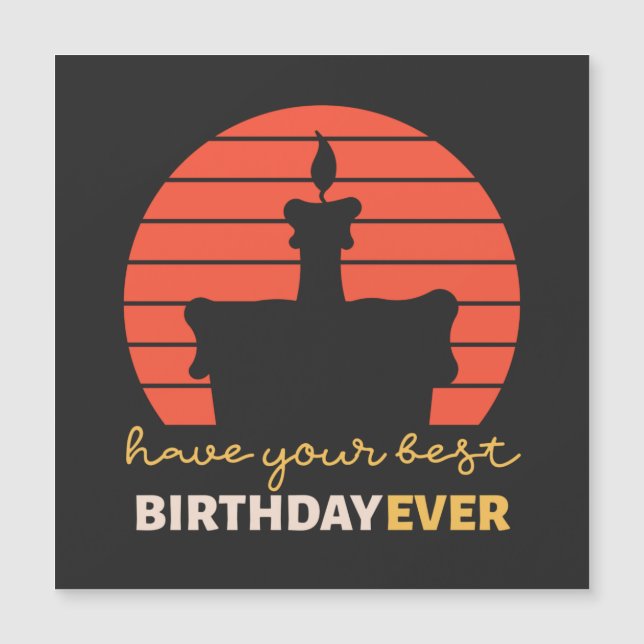 Carte Magnétique Motivational Joyeux voeux d'anniversaire avec gâte (Devant)