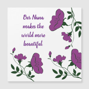Carte Magnétique Nana Fait Monde Fleurs Violettes Vins Grand-Parent