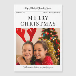 Carte Magnétique Newspaper Merry Christmas magnetic holiday card