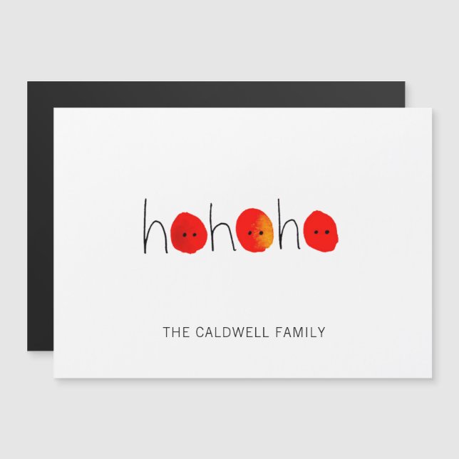 Carte Magnétique Nez rouge mignon Ho Ho Noël Salutations (Devant / Derrière)