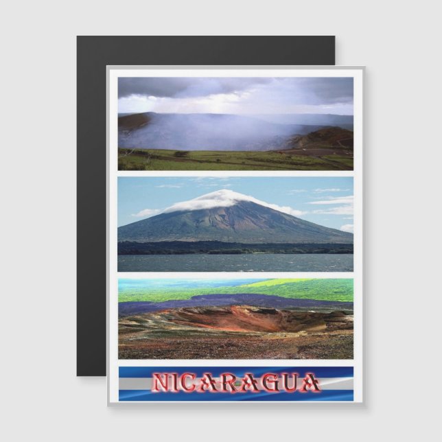 Carte Magnétique Nicaragua - Volcán - Mosaic - (Devant / Derrière)