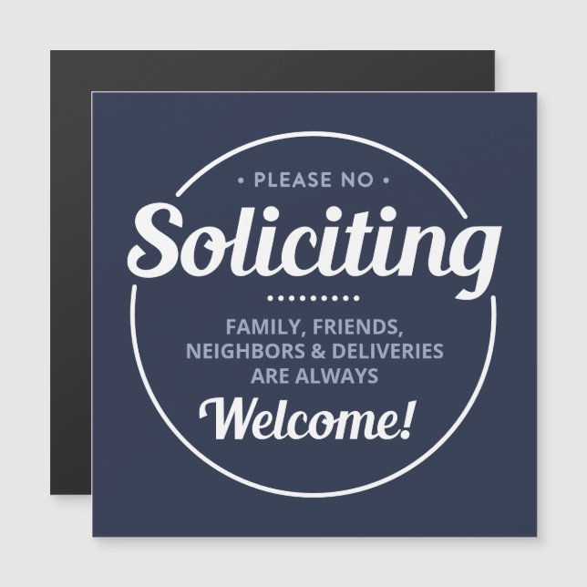 Carte Magnétique No Soliciing (modifiable) Welcome Magnetic Sign (Devant / Derrière)
