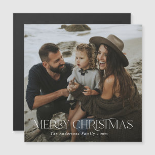 Carte Magnétique Noël 1 photo botanique floral noir vacances