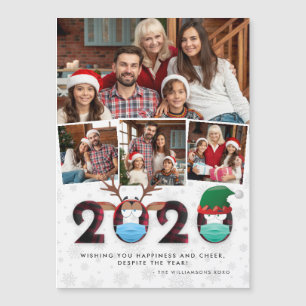 Carte Magnétique Noël 2020  Masques stupides et photos Plaid 4 amus