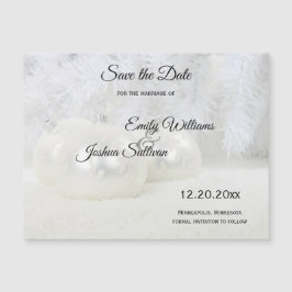 Carte Magnétique Noël blanc | Mariage d'hiver Enregistrer la date