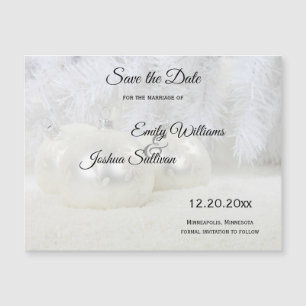 Carte Magnétique Noël blanc Mariage d'hiver Enregistrer la date