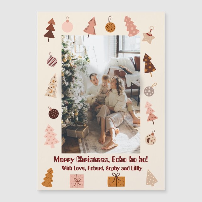 Carte Magnétique Noël Boho Joyeux Noël Boho ho ho ho! (Devant)