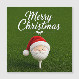 Carte Magnétique Noël de golf avec balle de golf et tee avec ruban