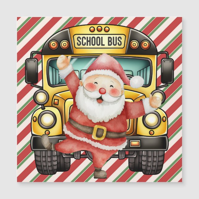 Carte Magnétique Noël du bus scolaire pour chauffeur (Devant)