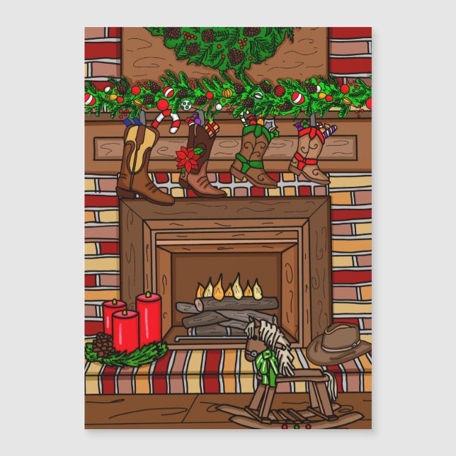 Carte Magnétique Noël du pays | Cowboy Boot Stockings (Devant)