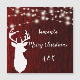 Carte Magnétique Noël, guirlande, tête de cerf, personnalisation