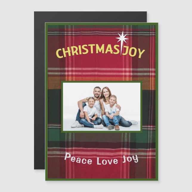 Carte Magnétique Noël Joie Joyeux Joyeux Vacances Plaid Madras Magn (Devant / Derrière)