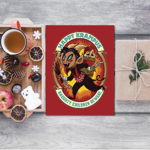 Carte Magnétique Noël Joyeux Krampus Naughty Enfants Attention