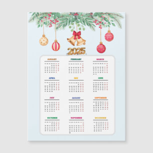 Carte Magnétique Noël Moderne Holly Et Berries Rouges