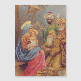 Carte Magnétique Noël Vintage Nativité Jésus Illustration