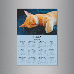 Carte Magnétique Nom photo personnalisé Light Blue 2025 Calendar Ma