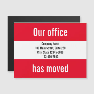 Carte Magnétique Notre Bureau A Déménagé Red White Moving Faire-par