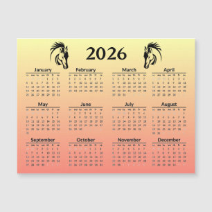 Carte Magnétique Nouvel An chinois du Cheval 2026 Calendrier