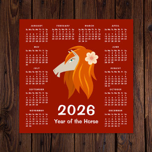 Carte Magnétique Nouvel An Lunaire Chinois Calendrier Zodiac Horse 