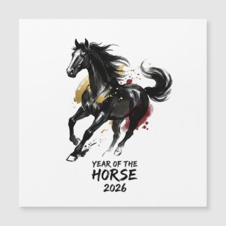 Carte Magnétique Nouvelle Année Chinoise 2026 Cheval Art