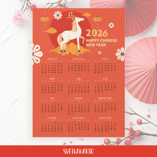 Carte Magnétique Nouvelle Année Lunaire 2026 Calendrier Cheval Cart