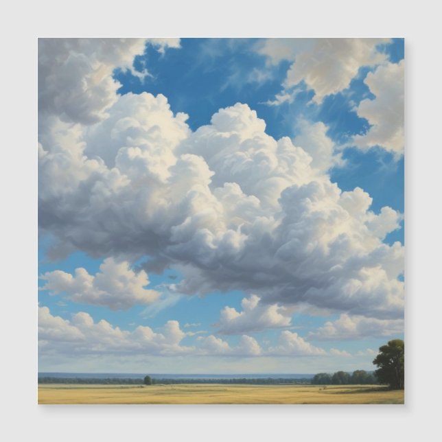 Carte Magnétique Nuages Blancs et Ciel Bleu Clair (Devant)