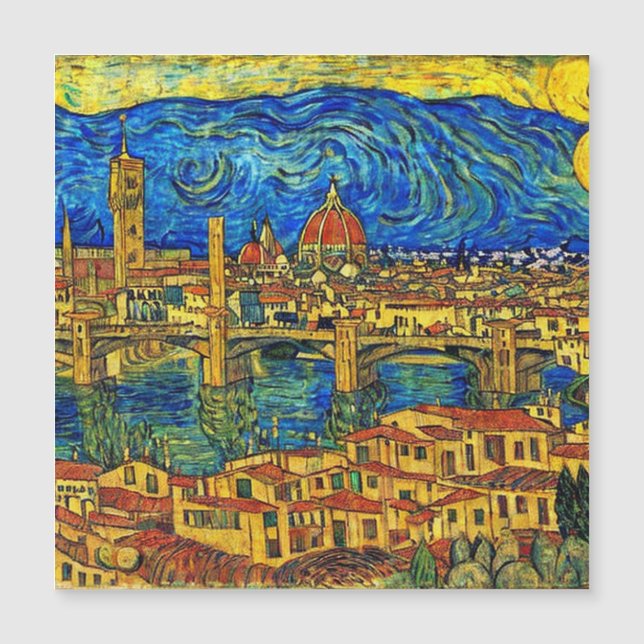 Carte Magnétique Nuit étoilée Florence Italie (Devant)