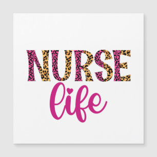 Carte Magnétique Nurse Life - Rose et Empreinte de léopard