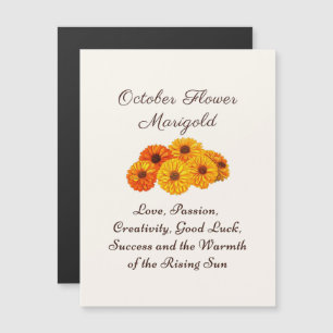 Carte Magnétique Octobre Mois de naissance Fleur Marigold Elegant