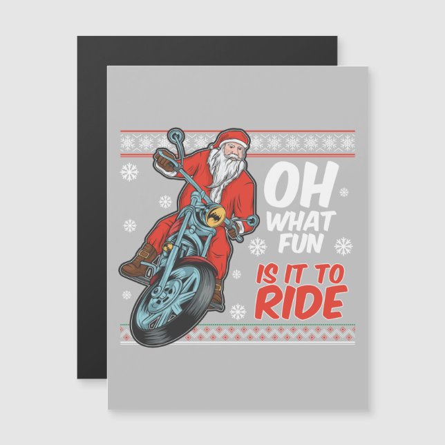 Carte Magnétique Oh Quel Amusement Il Est De Circuler Père Noël Car (Devant / Derrière)