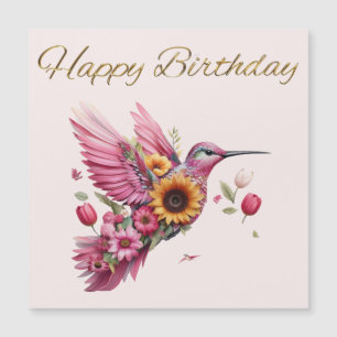 Carte Magnétique Oiseau de mer avec des fleurs Joyeux anniversaire