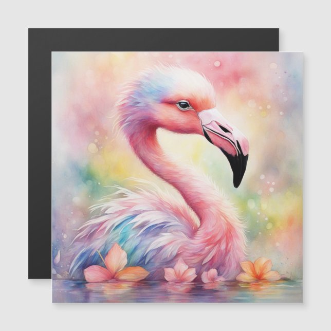 Carte Magnétique Oiseaux arc-en-ciel Flamant rose 1 (Devant / Derrière)