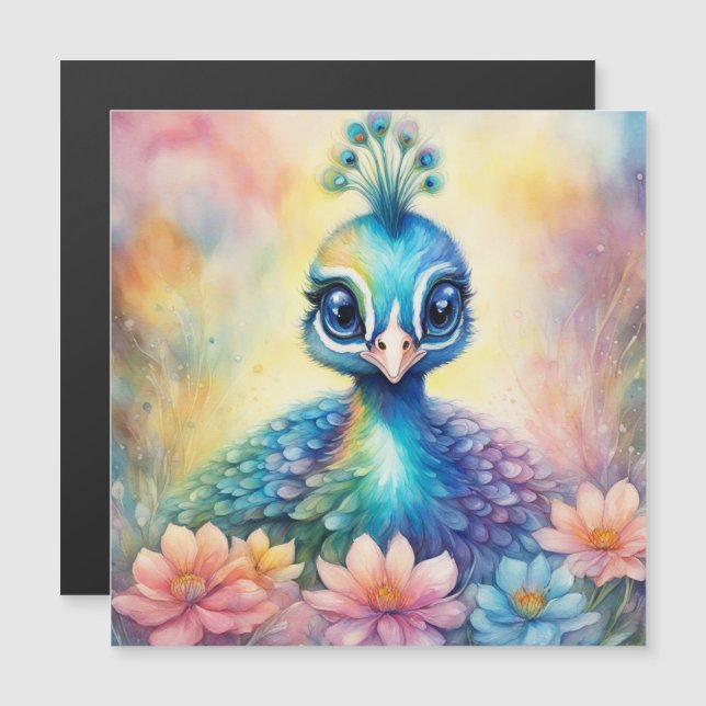 Carte Magnétique Oiseaux arc-en-ciel Peacock 1 (Devant / Derrière)
