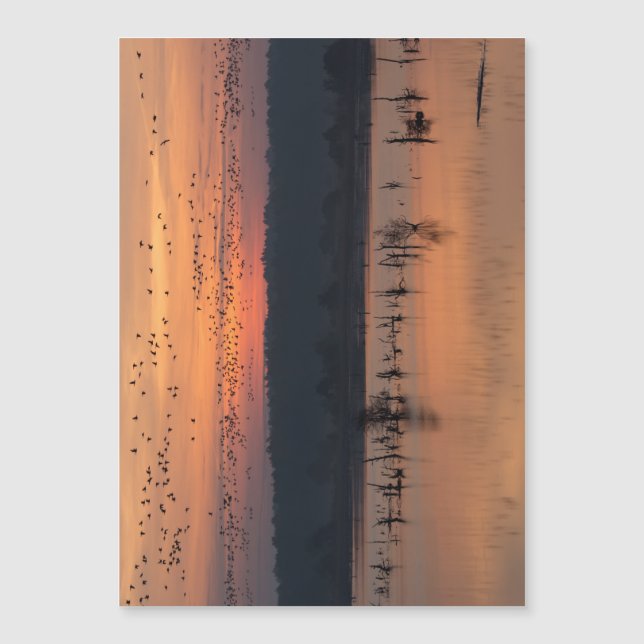 Carte Magnétique Oiseaux au lever du soleil (Devant)
