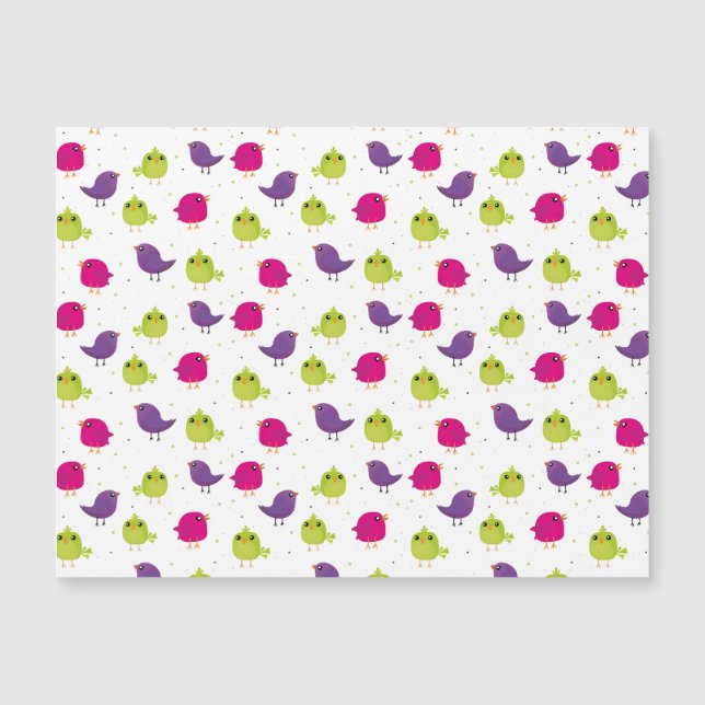 Carte Magnétique Oiseaux colorés mignons  (Devant)