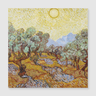 Carte Magnétique Oliviers au ciel et au soleil jaunes
