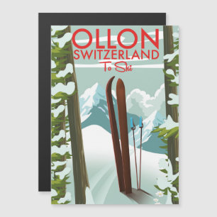 Carte Magnétique Ollon Suisse Ski 