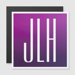 Carte Magnétique Ombre violet et initiales blanches ou autre texte