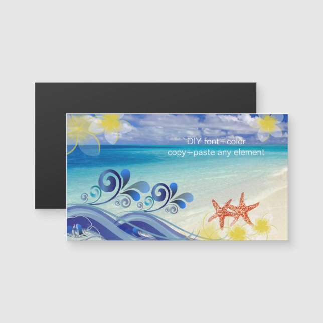 Carte Magnétique Onde de PixDezines hula/plumeria/étoile de mer (Devant / Derrière)
